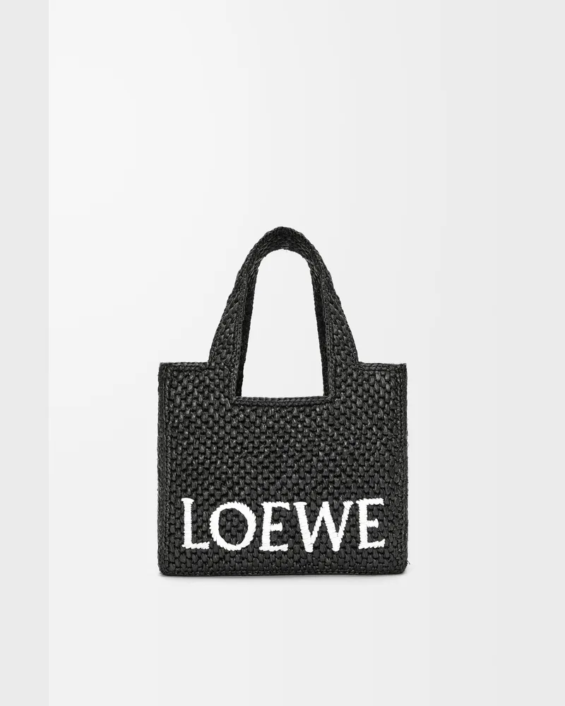 Loewe Small Loewe Font Tote In Raffia Mujer Black