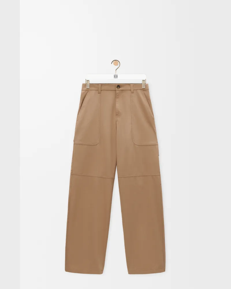 Loewe Cargo Trousers In Cotton And Silk Size Hombre Beige