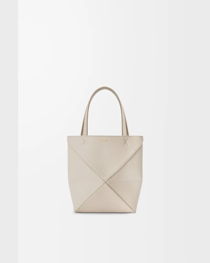Loewe Mini Puzzle Fold Tote In Soft Grained Leather skin Mujer Light