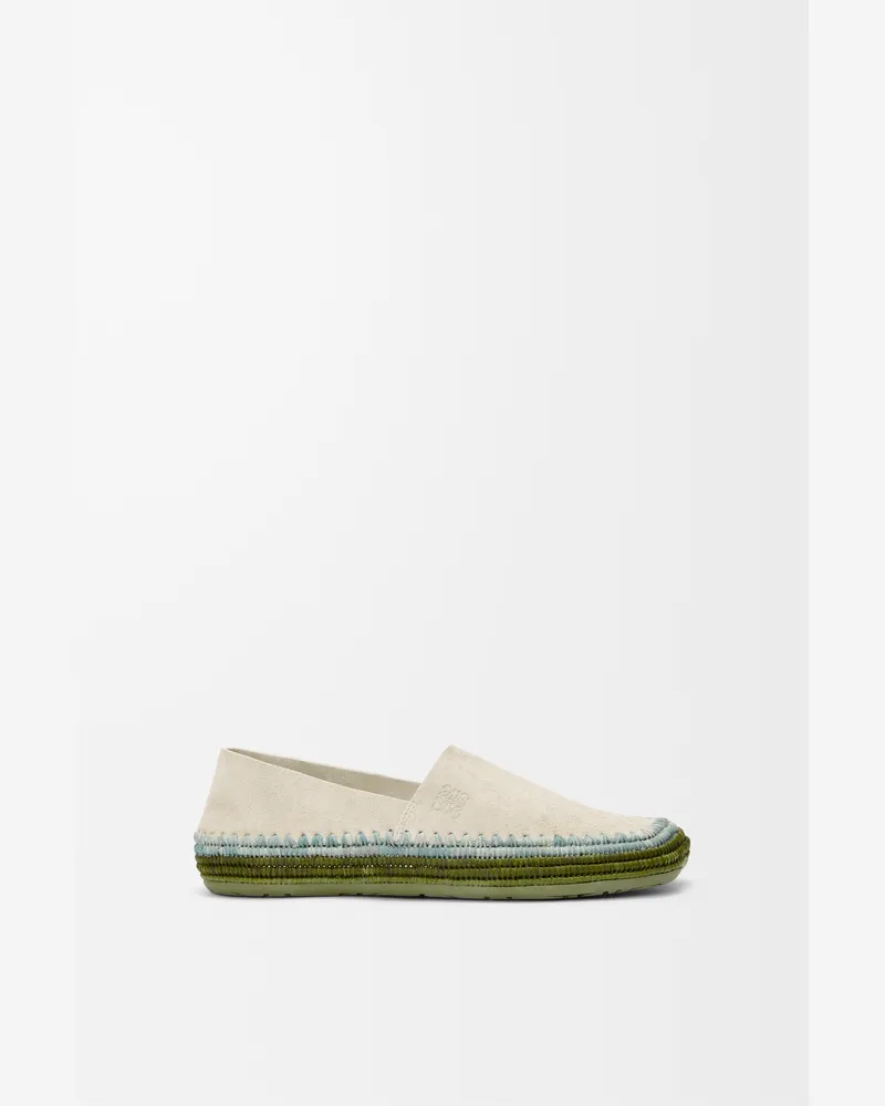 Loewe Rio Slipper In Suede And Raffia Size Hombre Light