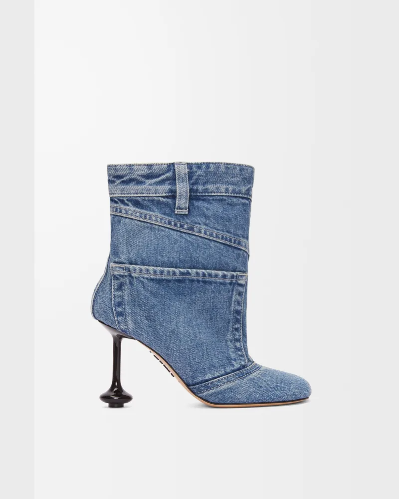 Loewe Toy Panta Ankle Bootie In Washed Denim Size Mujer Washed