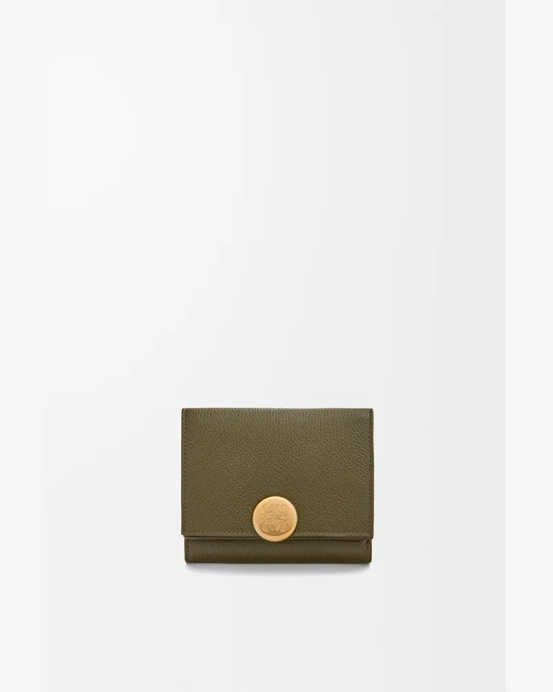 Loewe Pebble Trifold Wallet In Pebble Grain Leather skin Mujer Dark
