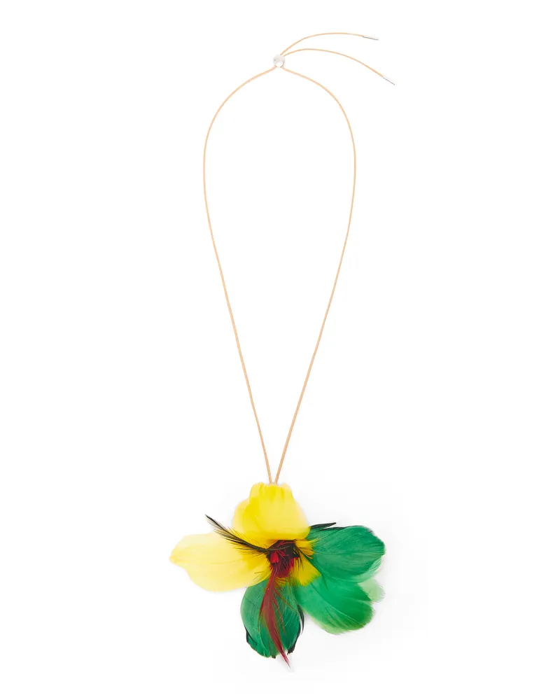 Loewe Luxury Hibiscus necklace in feathers and brass Silver