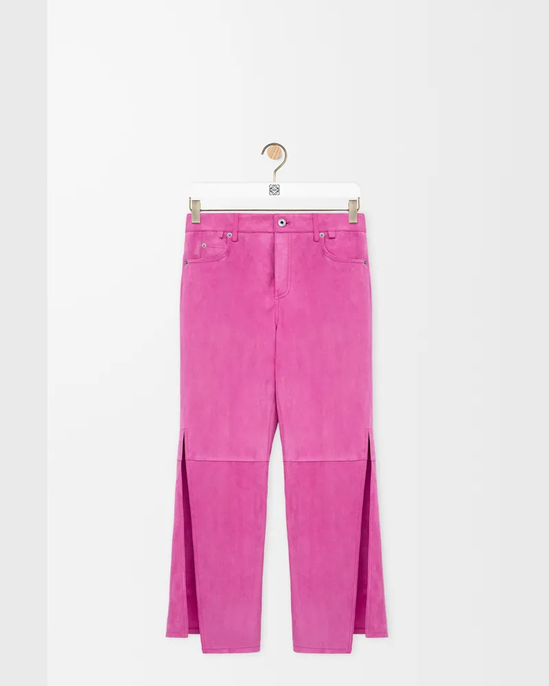 Loewe Trousers In Suede Goatskin Size Mujer Pink