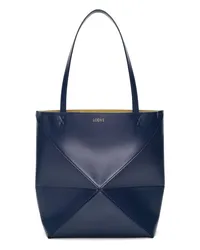 Loewe Luxury Medium Puzzle Fold tote in shiny calfskin Abyss