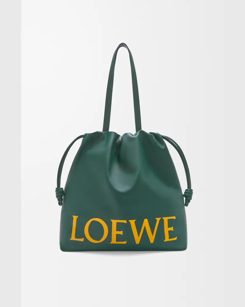Loewe Flamenco Logo Tote In Nappa Leather skin Hombre Evergreen