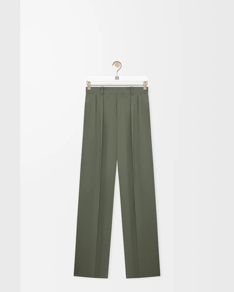 Loewe Trousers In Viscose Blend Size Hombre Khaki