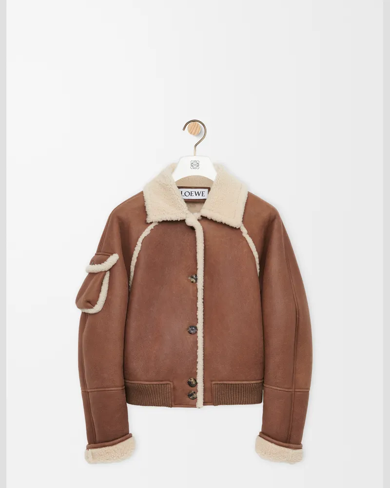 Loewe Bomber Jacket In Shearling Size Mujer Brown