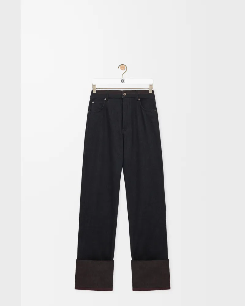 Loewe Turn-up Jeans In Denim Size Hombre Black