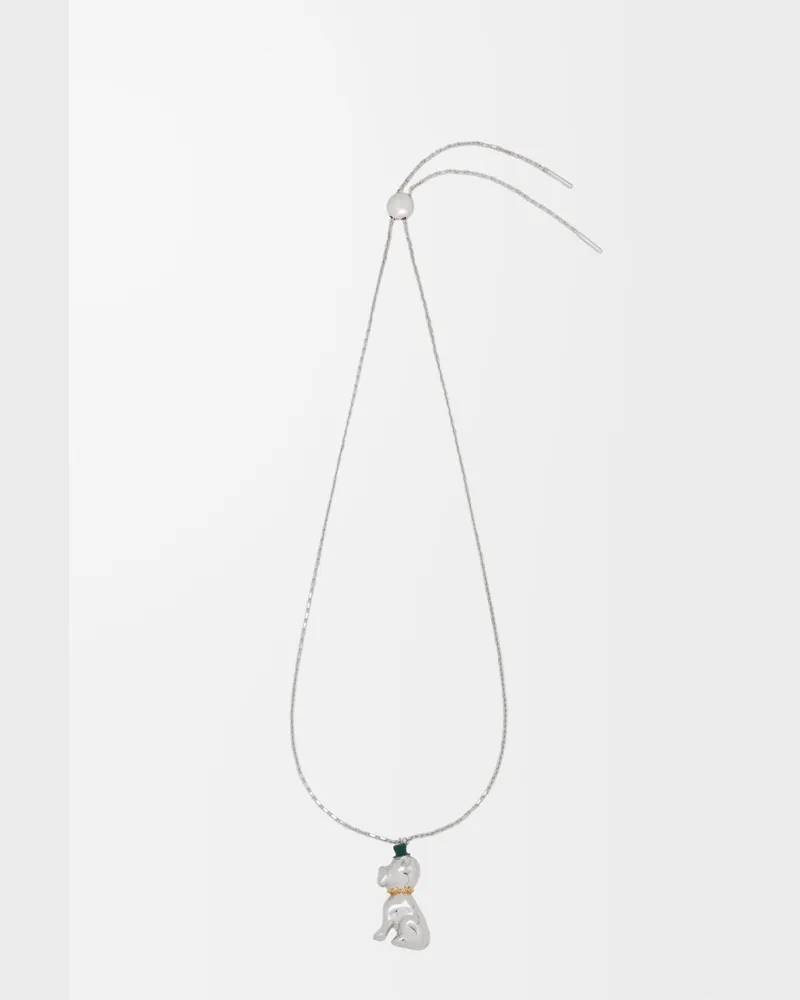 Loewe Dog Necklace In Enamel Mujer Silver
