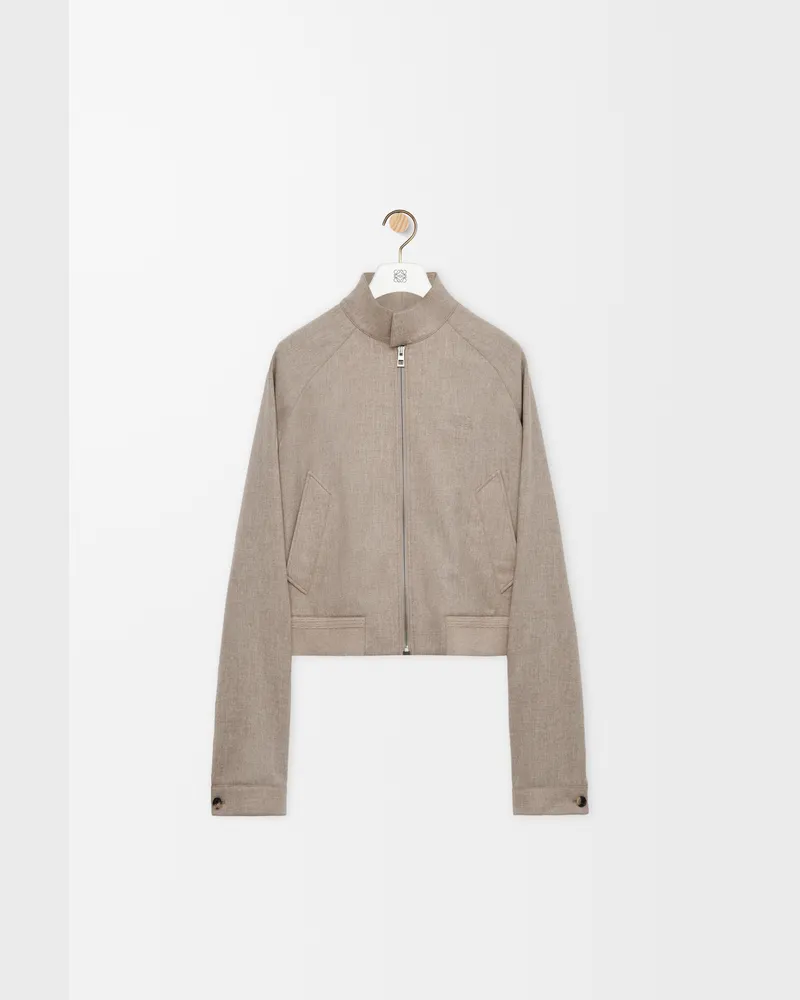 Loewe Zip-up Jacket In Wool And Cashmere Size Hombre Beige