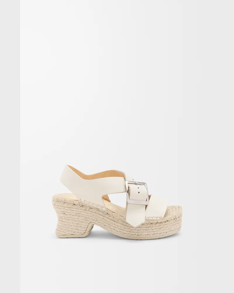 Loewe Petal Espadrille Platform Sandal In Soft Leather skin Size Mujer White