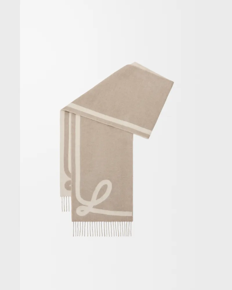 Loewe Scarf In Wool And Cashmere Mujer Taupe