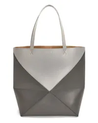 Loewe Luxury XL Puzzle Fold Tote in shiny calfskin Pearl