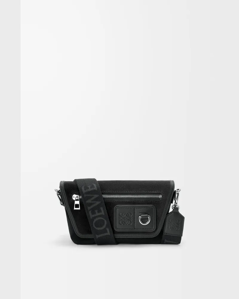 Loewe Mini Flex Messenger In Canvas And Suede Hombre Black