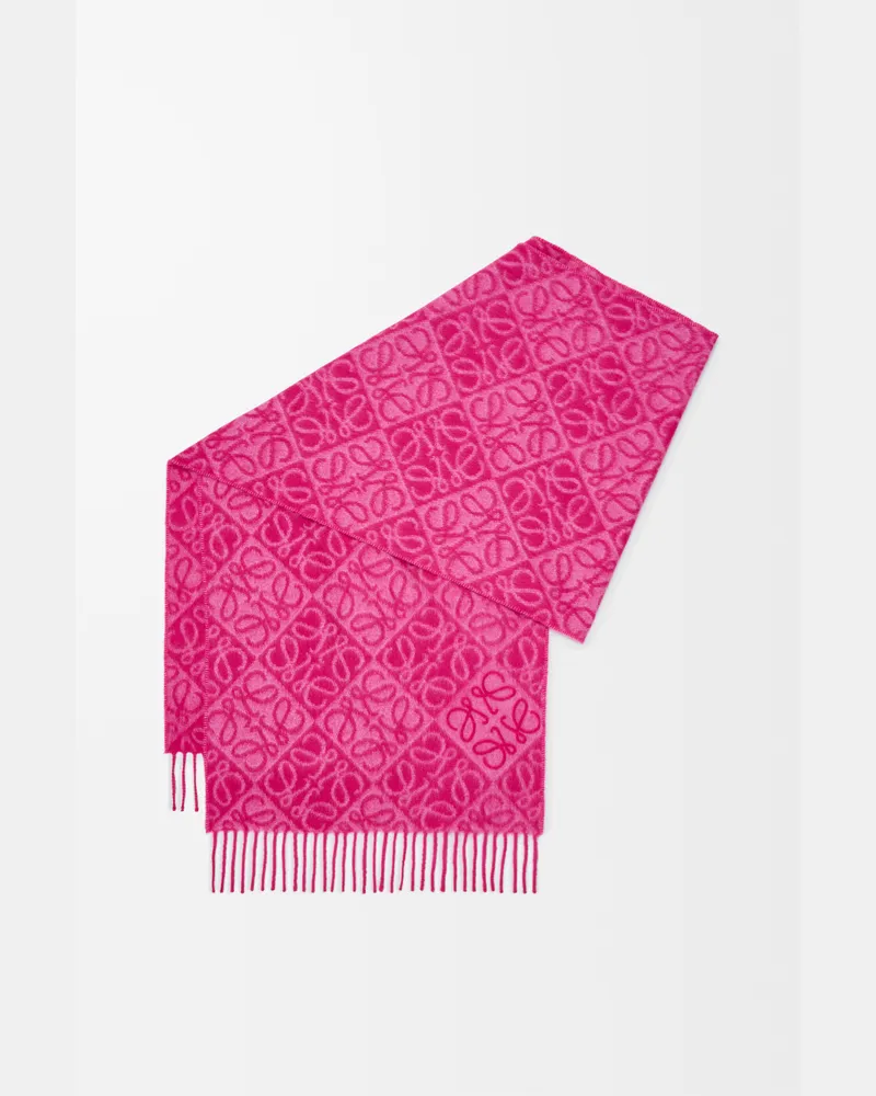 Loewe Anagram Scarf In Wool And Cashmere Mujer Fuchsia