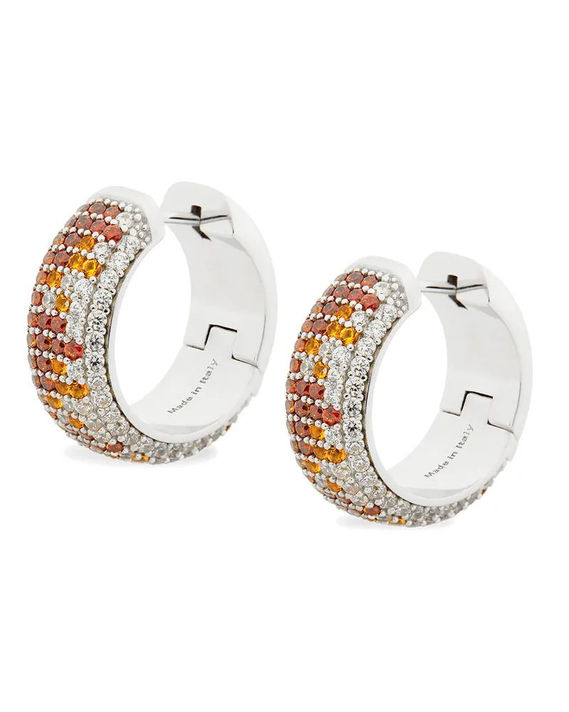 Loewe Luxury Pavé Hoop Earrings In Sterling Silver And Crystals