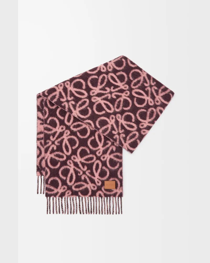 Loewe Anagram Scarf In Alpaca And Wool Blend Mujer Coffee