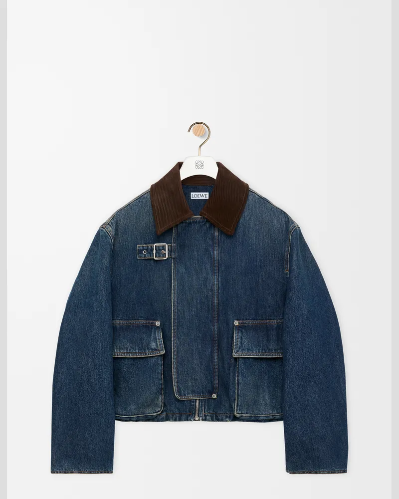 Loewe Short Parka In Denim Size Mujer Dark
