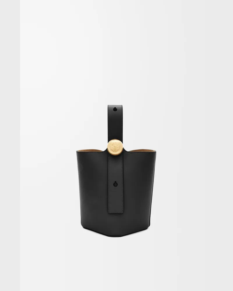 Loewe Mini Pebble Bucket In Leather skin Mujer Black