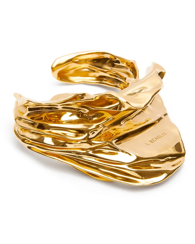 Loewe Luxury Pleated Fan cuff in sterling silver Gold