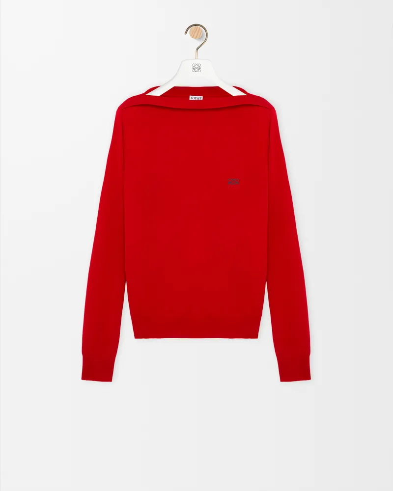 Loewe Sweater In Merino Wool Size Mujer Red