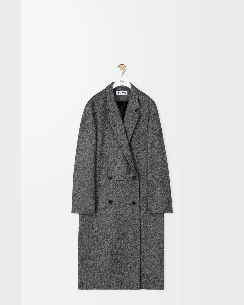 Loewe Double Breasted Coat In Wool Blend Size Hombre Black