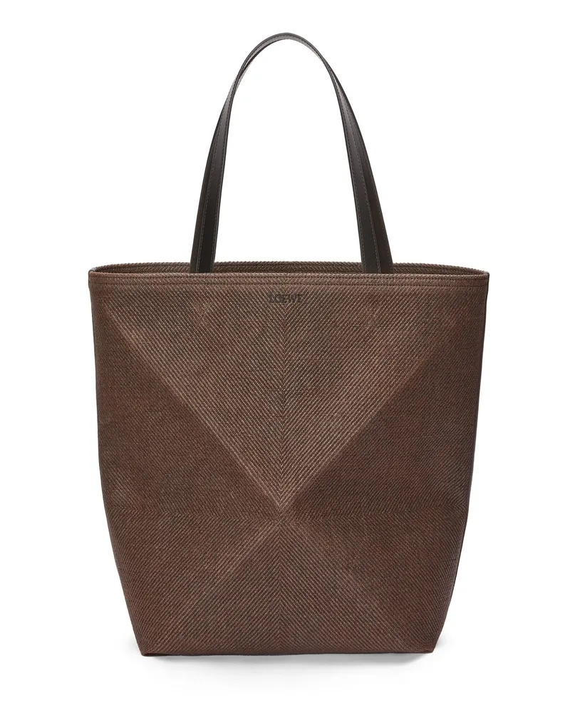 Loewe Luxury XL Puzzle Fold tote in waxed canvas Ebony