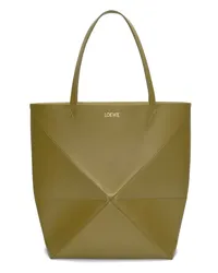 Loewe Luxury XL Puzzle Fold tote in shiny calfskin Olive