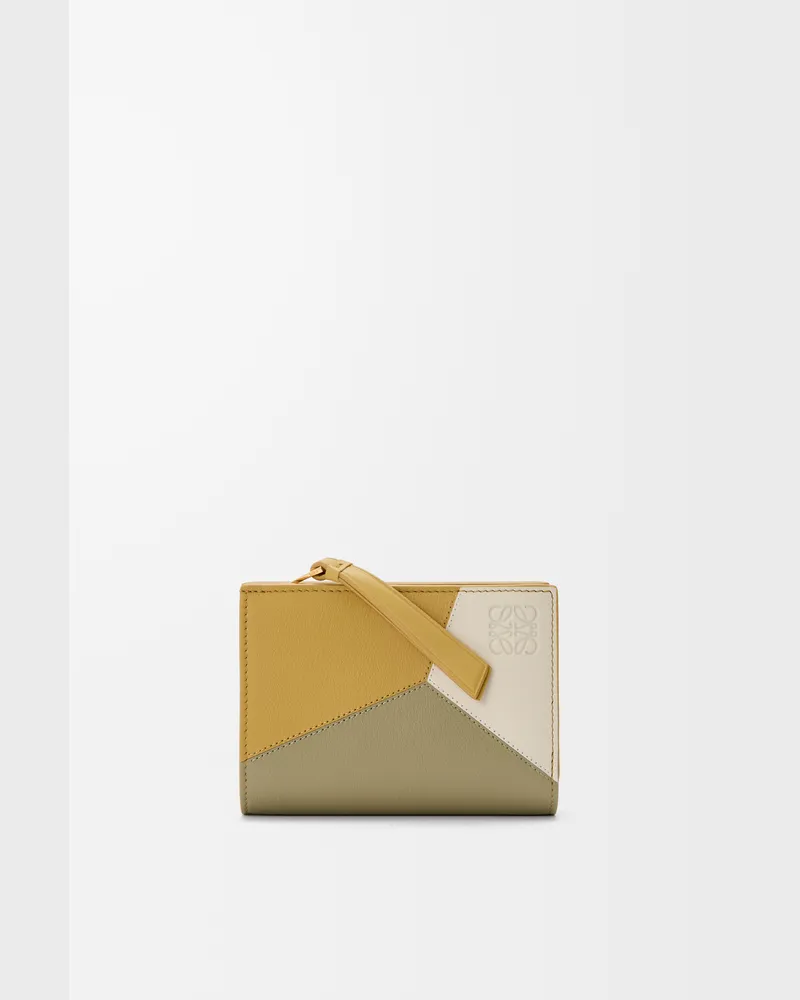 Loewe Puzzle Compact Wallet In Leather skin Mujer Ginger