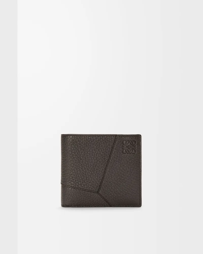 Loewe Puzzle Bifold Coin Wallet In Supple Grained Leather skin Hombre Dark