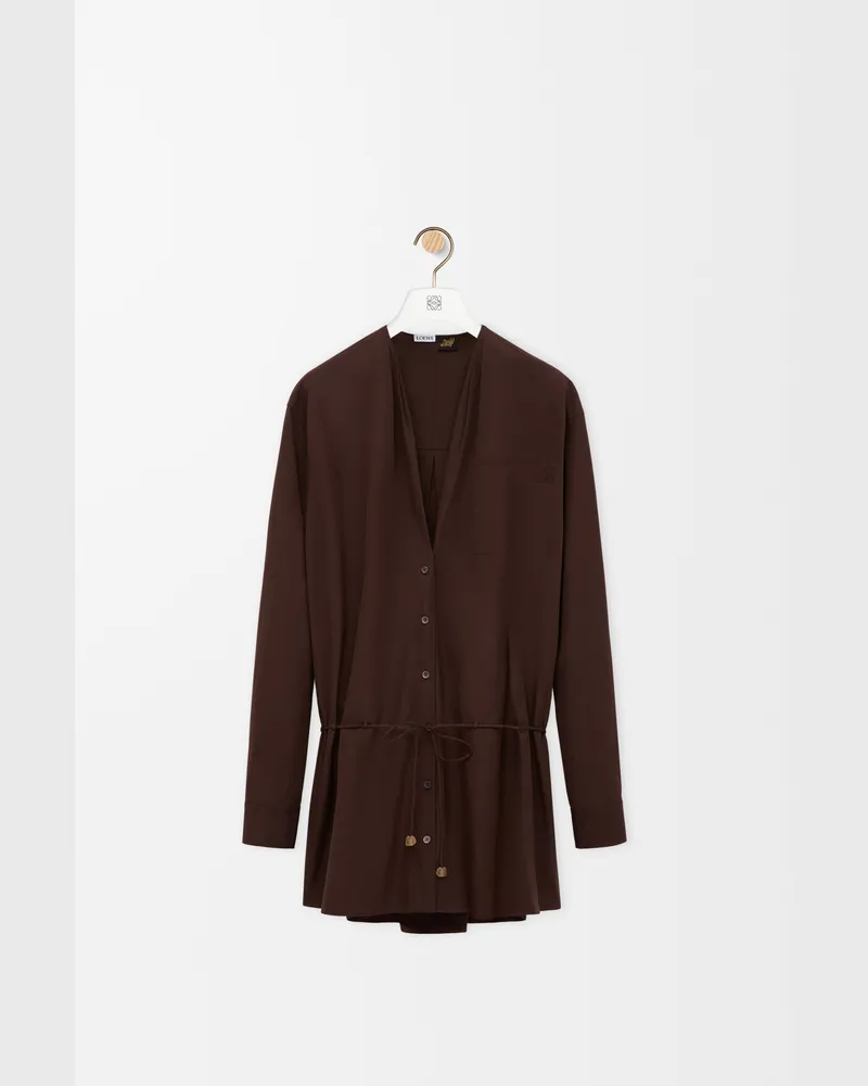 Loewe Shirt Dress In Cotton Size Mujer Chocolate