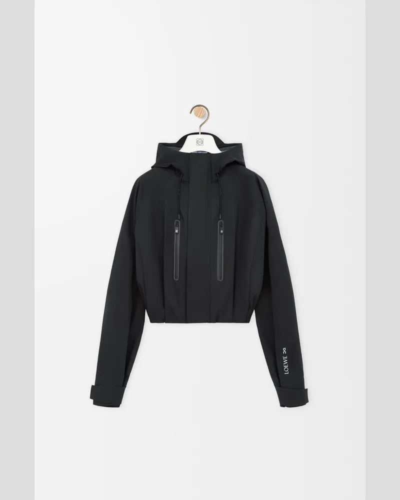 Loewe Cropped Parka In Technical Cotton Shell Size Mujer Black