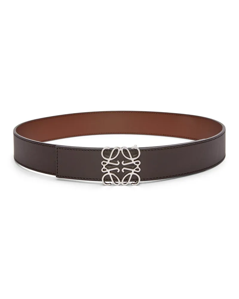 Loewe Luxury Reversible Anagram belt in smooth calfskin Dark