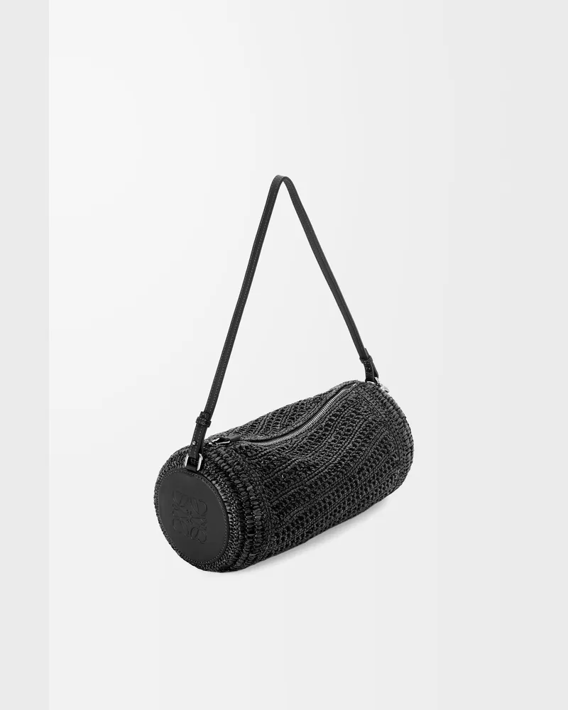 Loewe Bracelet Pouch In Raffia And Leather skin Mujer Black