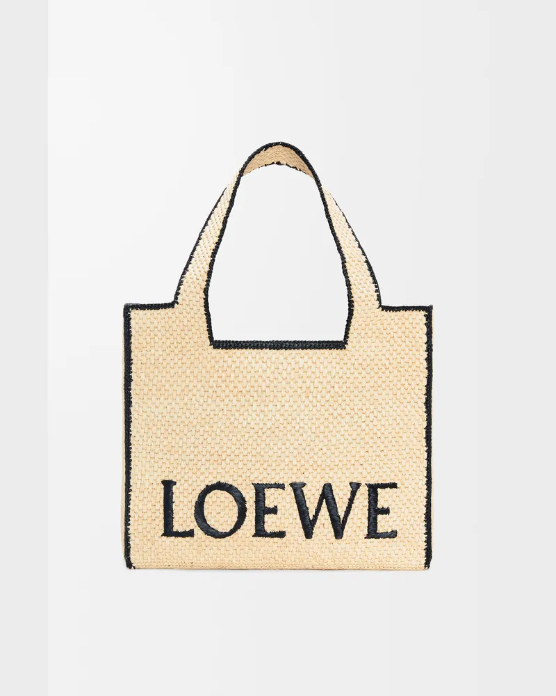 Loewe Large Loewe Font Tote In Raffia Mujer Natural