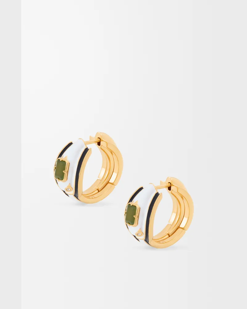 Loewe Snake Earrings In Sterling Silver Crystals And Jade Mujer Gold