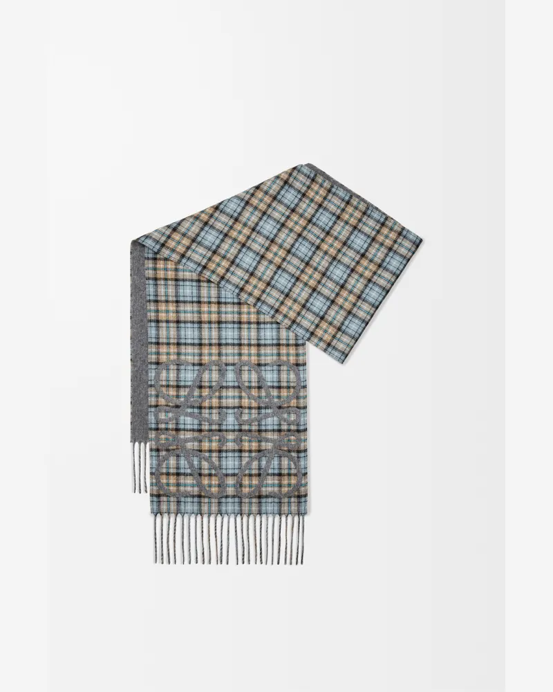 Loewe Anagram Scarf In Silk And Cashmere Mujer Anthracite