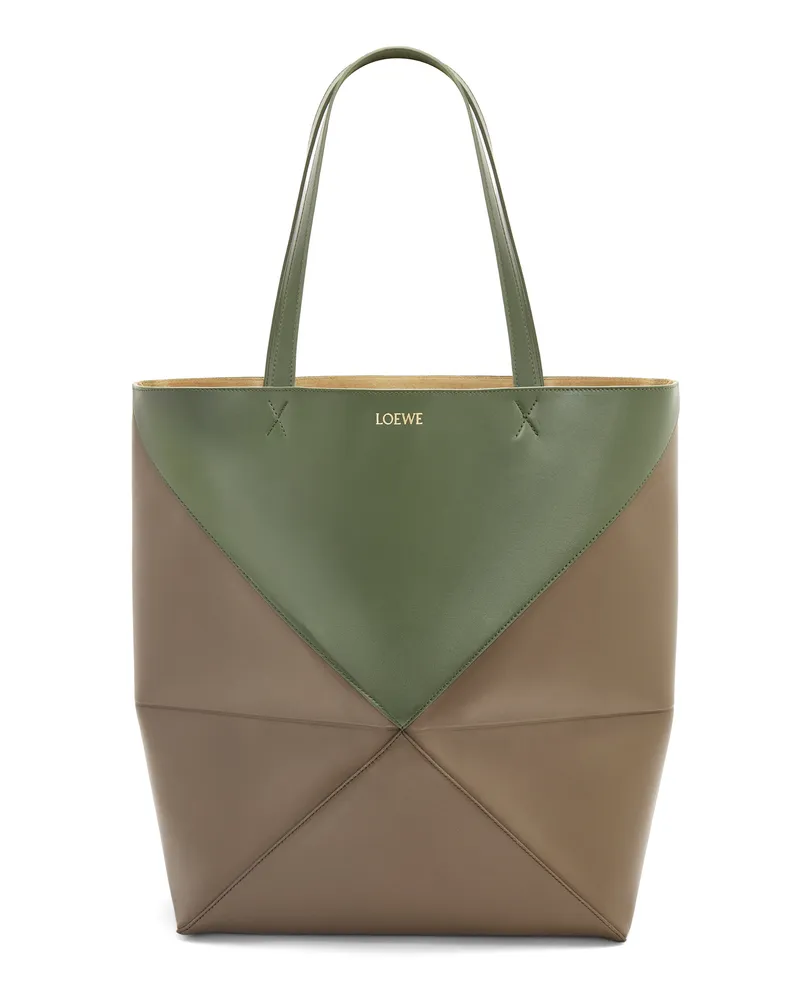 Loewe Luxury XL Puzzle Fold Tote in shiny calfskin Umber