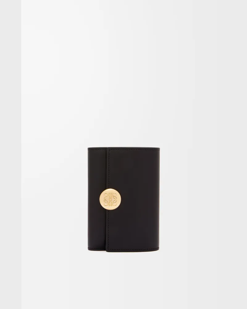 Loewe Pebble Small Vertical Wallet In Shiny Nappa Leather skin Mujer Black