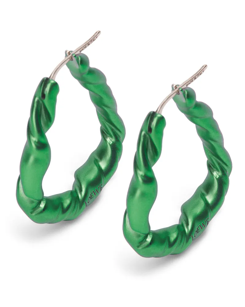 Loewe Luxury Nappa twist loop earrings in sterling silver Dark