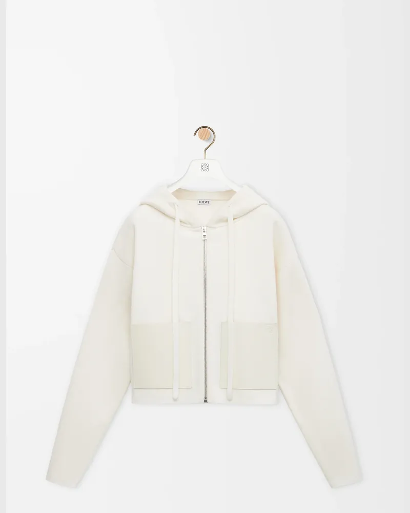 Loewe Zip-up Hoodie In Wool Size Mujer White