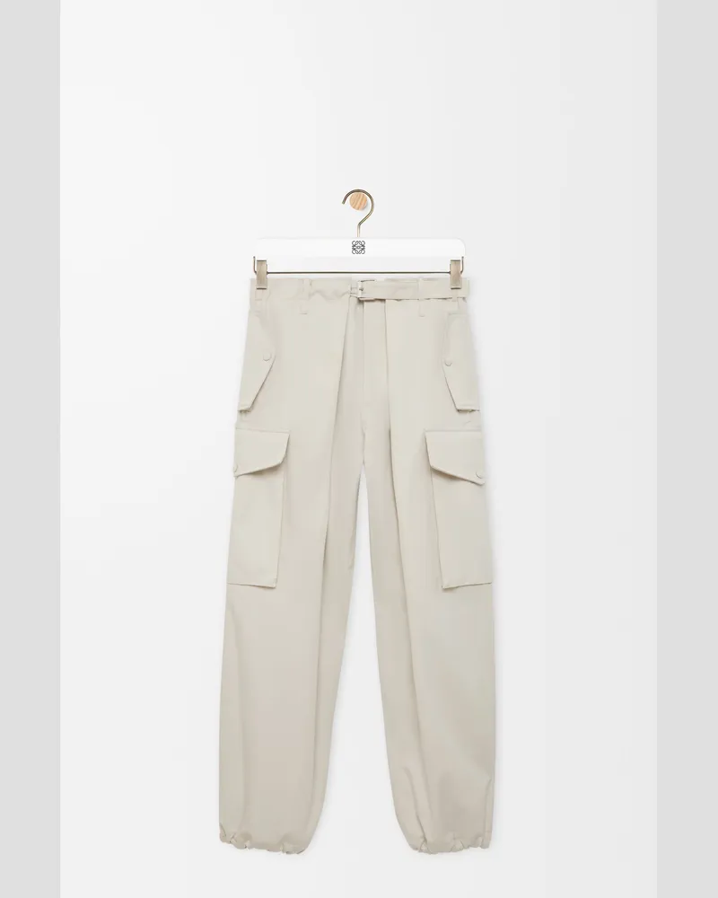 Loewe Cargo Trousers In Cotton And Silk Size Mujer Ivory