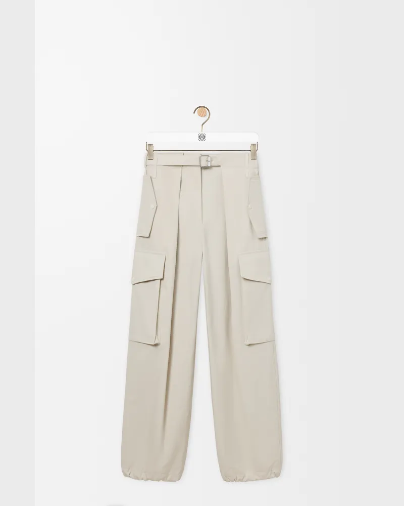 Loewe Cargo Trousers In Cotton And Silk Size Mujer Ivory