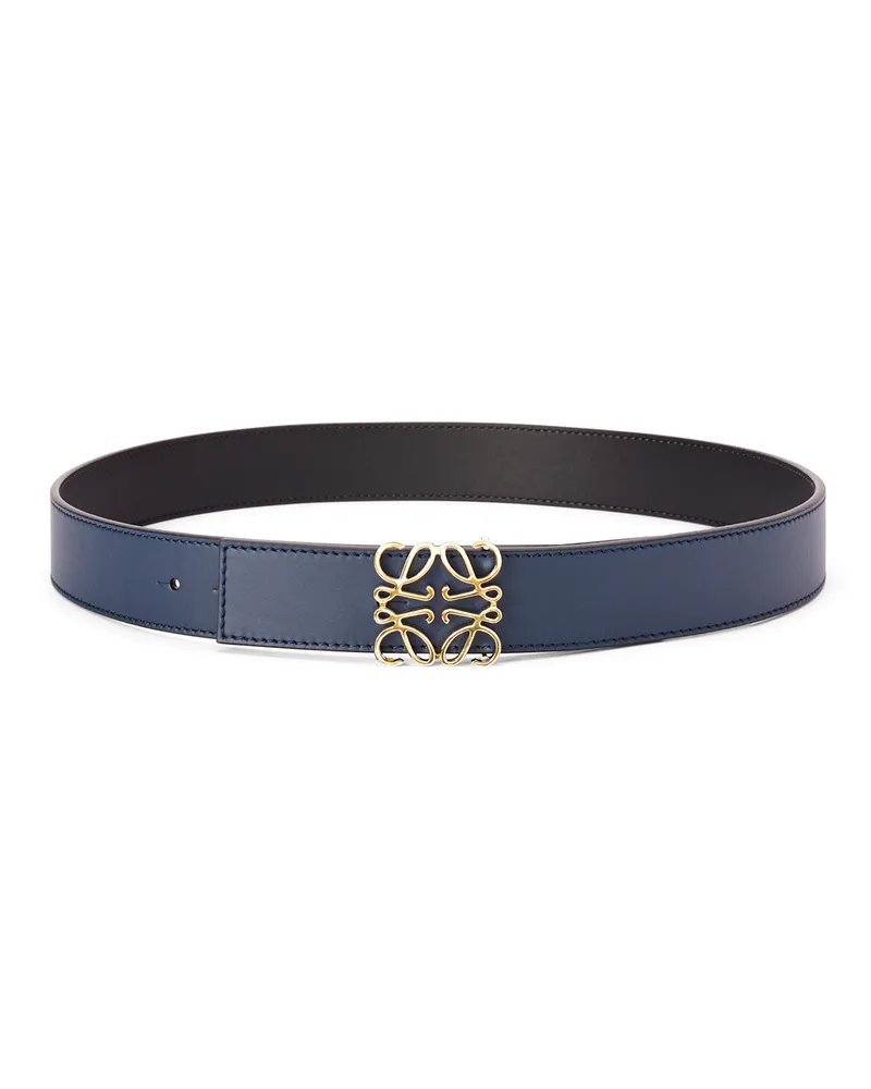 Loewe Luxury Reversible Anagram belt in smooth calfskin Black