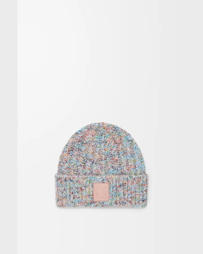 Loewe Beanie In Wool And Cashmere Blend Mujer Multicolor