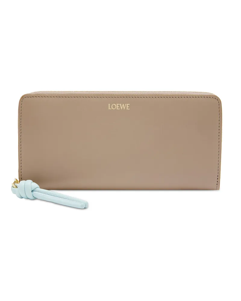 Loewe Luxury Knot zip around wallet in shiny nappa calfskin Sand