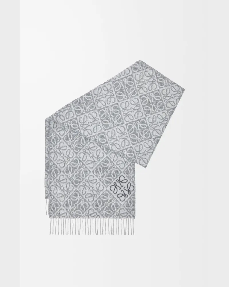 Loewe Anagram Scarf In Wool And Cashmere Mujer Grey