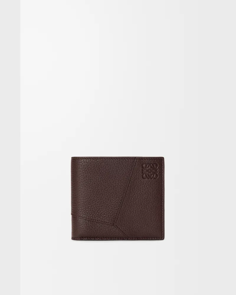 Loewe Puzzle Bifold Wallet In Supple Grained Leather skin Hombre Chocolate