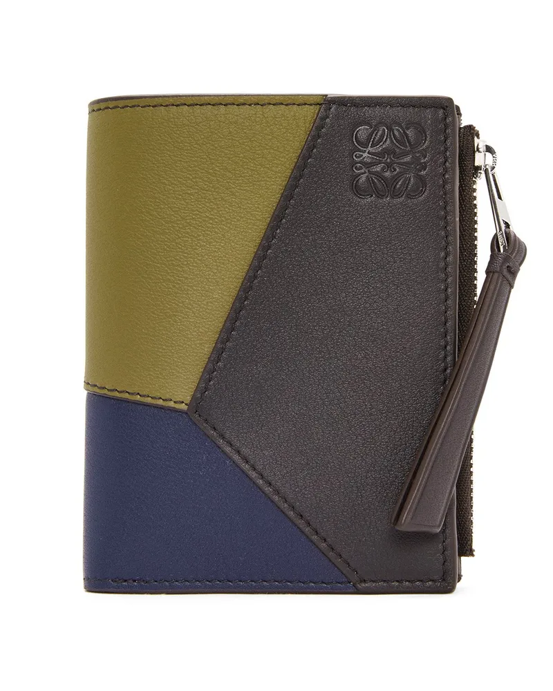 Loewe Luxury Puzzle slim compact wallet in classic calfskin Olive